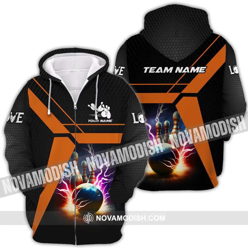Unisex Shirt - Custom Texts Thunder Bowling Sport Shirt Zipper Hoodie / S T-shirt
