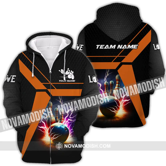 Unisex Shirt - Custom Texts Thunder Bowling Sport Shirt Zipper Hoodie / S T-shirt