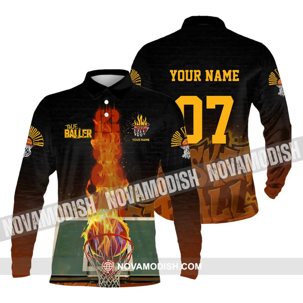 Unisex Shirt - Custom The Baller Basketball Shirt Long Sleeve Polo / S T-shirt