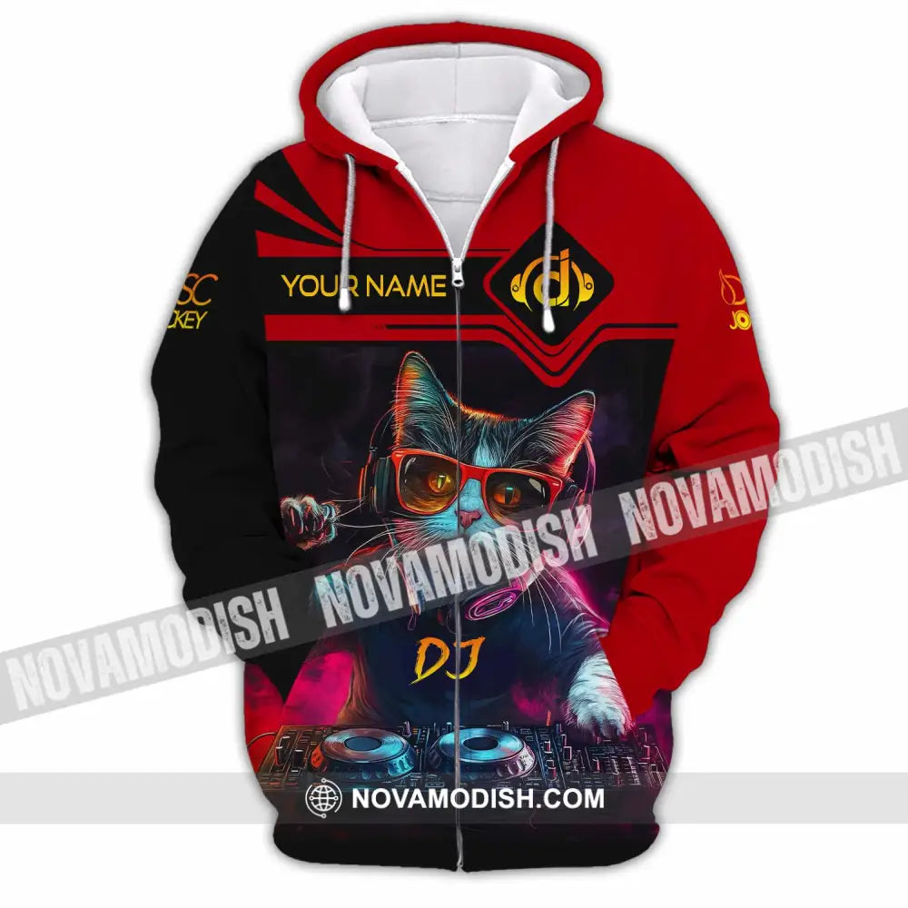 Unisex Shirt - Custom The DJ Cat Shirt Zipper Hoodie / S T-shirt