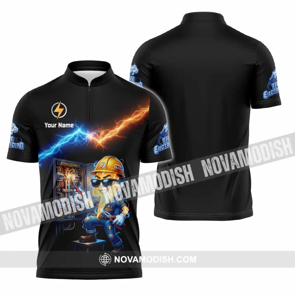 Unisex Shirt - Custom The Electrician Shirt - Zipper Polo Shirt / S - T-shirt