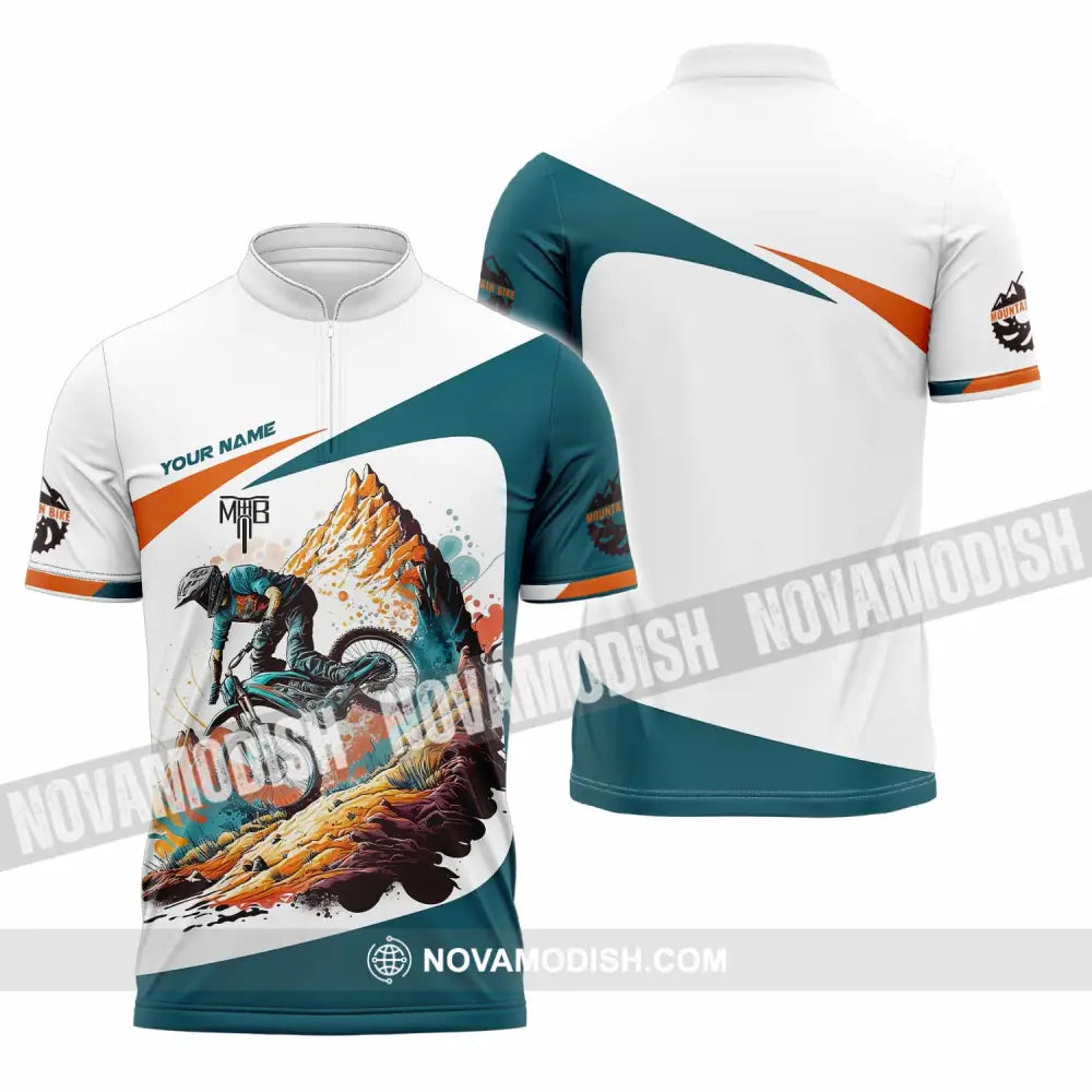 Unisex Shirt - Custom The Mountain Bike MTB Shirt Zipper Polo Shirt / S T-shirt
