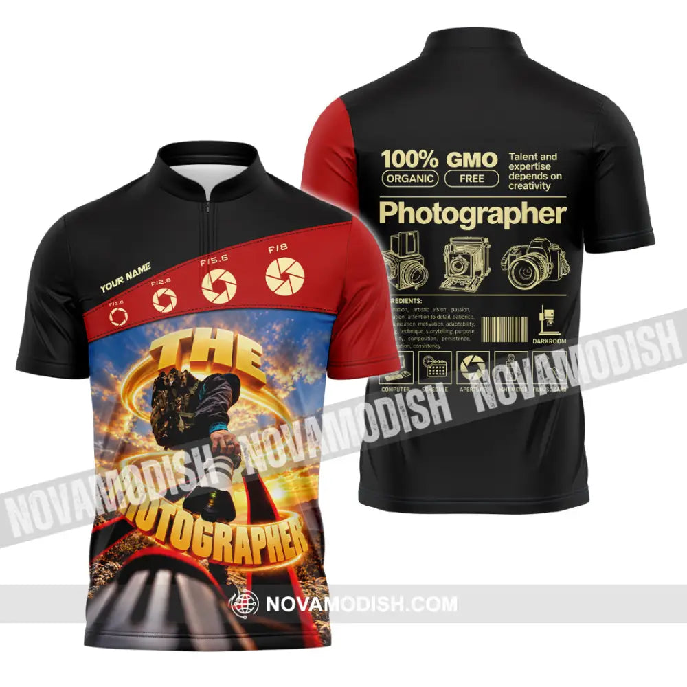 Unisex Shirt - Custom The Photographer Shirt - Zipper Polo Shirt / S - T-shirt