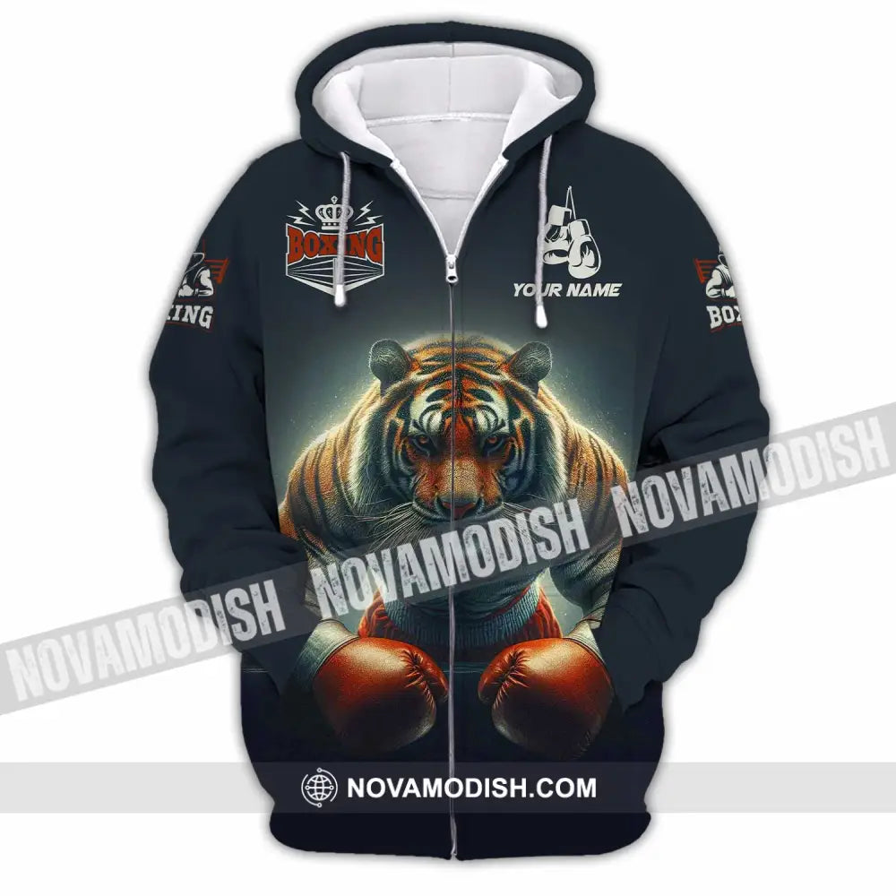 Unisex Shirt - Custom Tiger Boxing Lover Classic Shirt Zipper Hoodie / S T-shirt