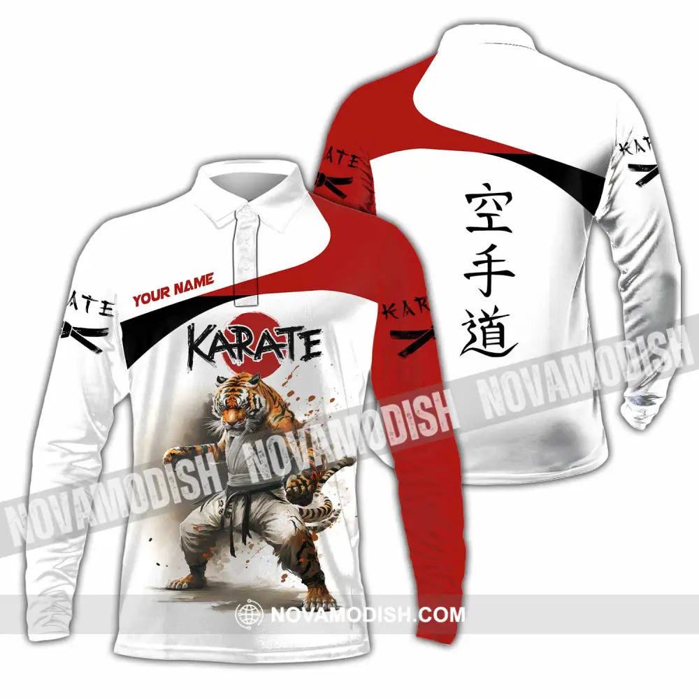 Unisex Shirt - Custom Tiger Karate Shirt Long Sleeve Polo / S T-shirt