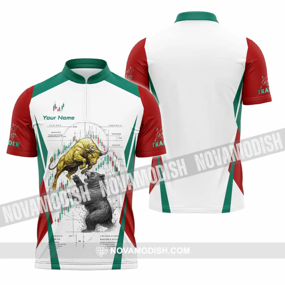 Unisex Shirt - Custom Trader 3D Shirt Zipper Polo Shirt / S T-shirt