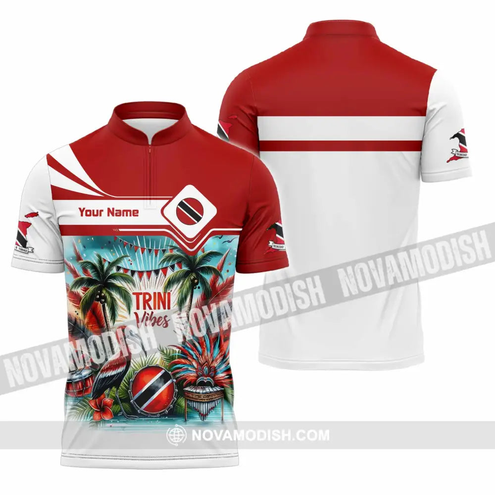 Unisex Shirt - Custom Trini Vibes Shirt - Zipper Polo Shirt / S - T-shirt