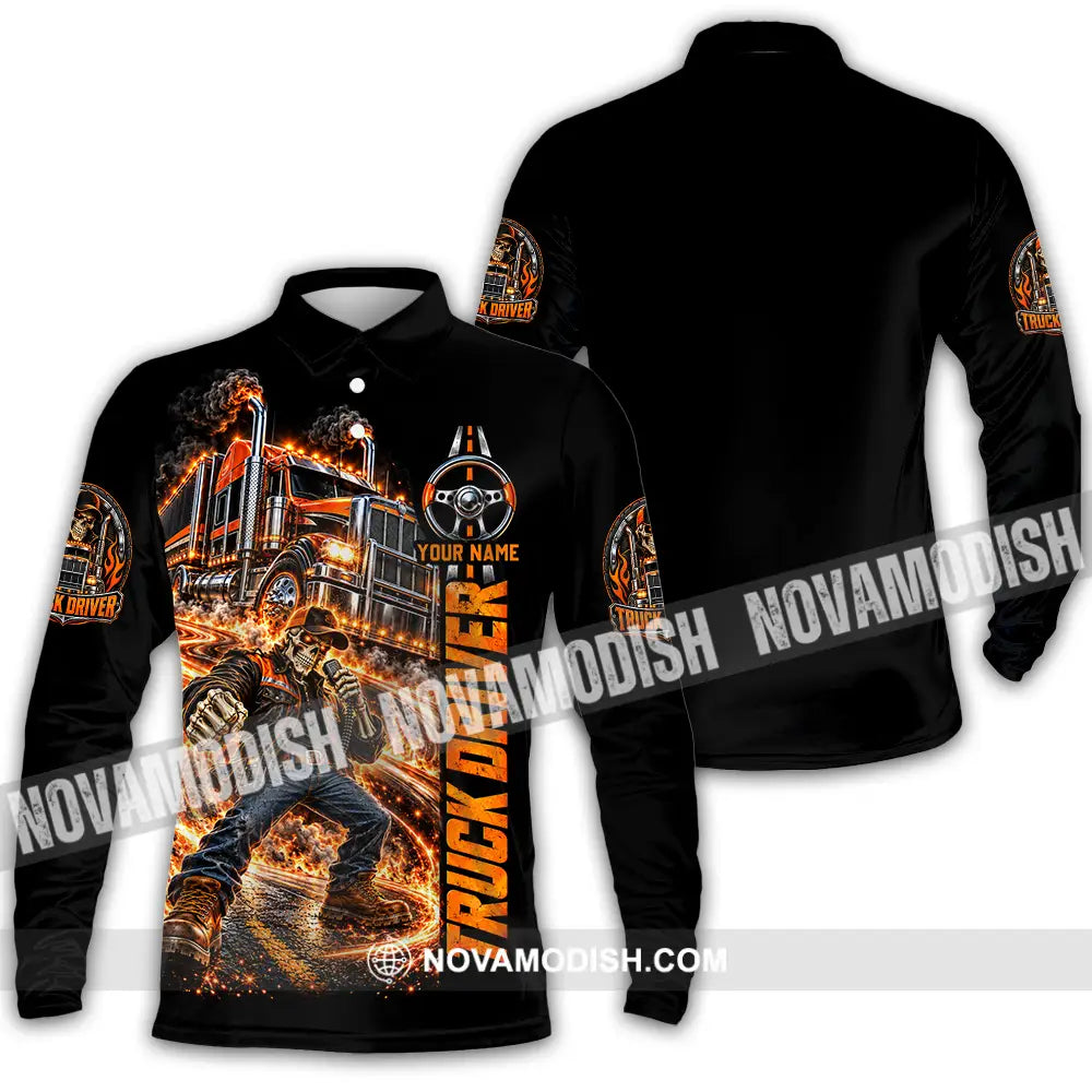 Unisex Shirt - Custom Truck Driver Shirt - Long Sleeve Polo / S - T-shirt