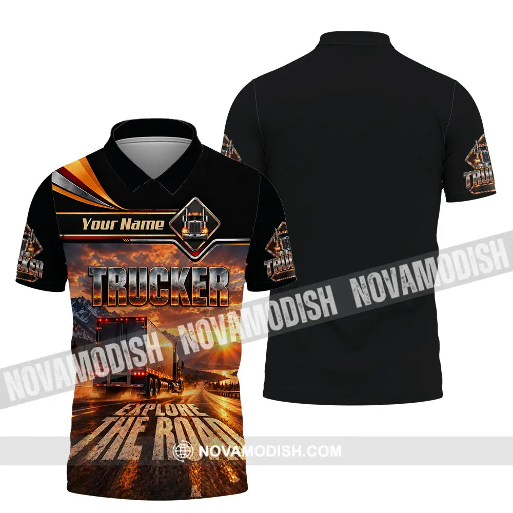 Unisex Shirt - Custom Trucker Explore The Road Shirt - Polo Shirt / S - T-shirt