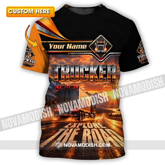 Unisex Shirt - Custom Trucker Explore The Road Shirt - T-shirt