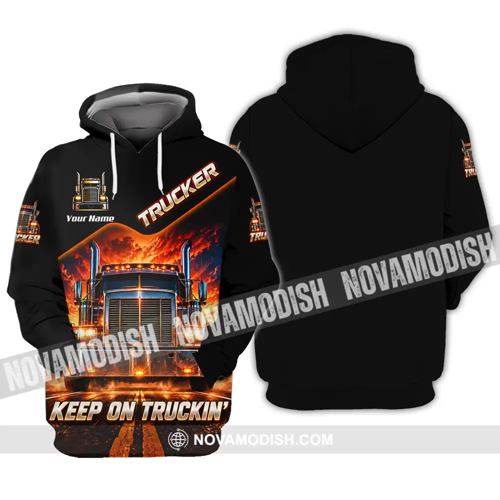 Unisex Shirt - Custom Trucker Keep On Trackin’ Shirt - Hoodie / S - T-shirt