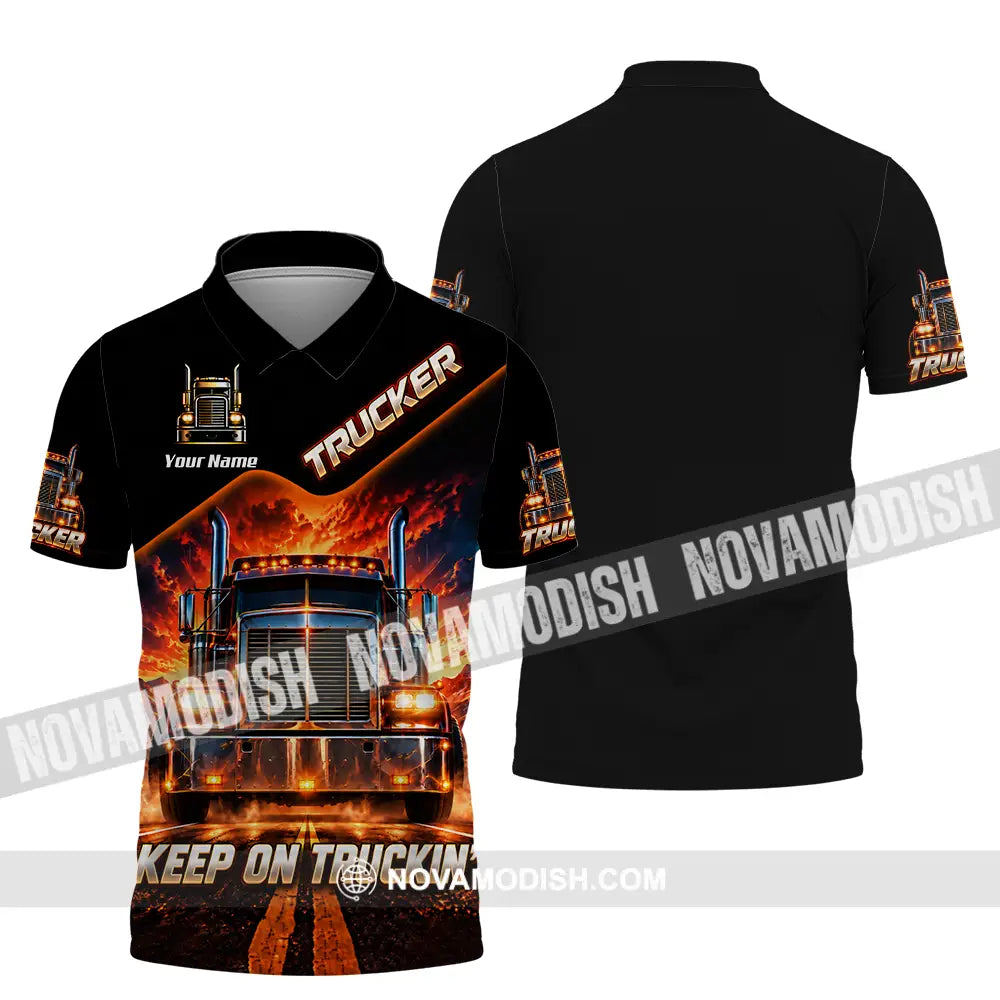 Unisex Shirt - Custom Trucker Keep On Trackin’ Shirt - Polo Shirt / S - T-shirt