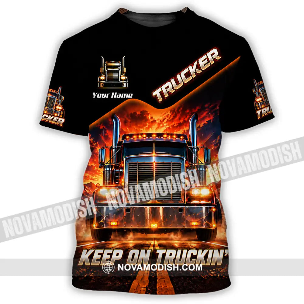 Unisex Shirt - Custom Trucker Keep On Trackin’ Shirt - T-Shirt / S - T-shirt