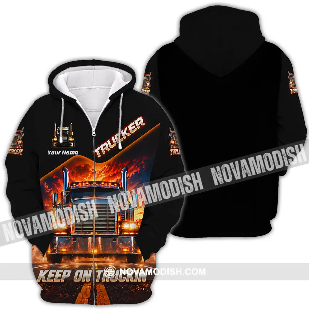 Unisex Shirt - Custom Trucker Keep On Trackin’ Shirt - Zipper Hoodie / S - T-shirt
