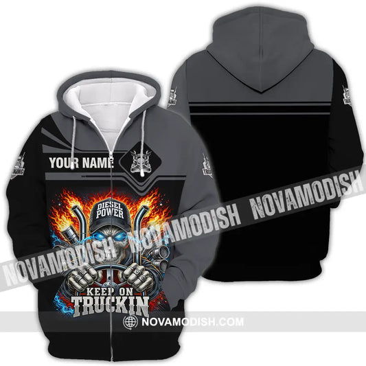 Unisex Shirt - Custom Trucker Keep On Trucking 3D Shirt Zipper Hoodie / S T-shirt