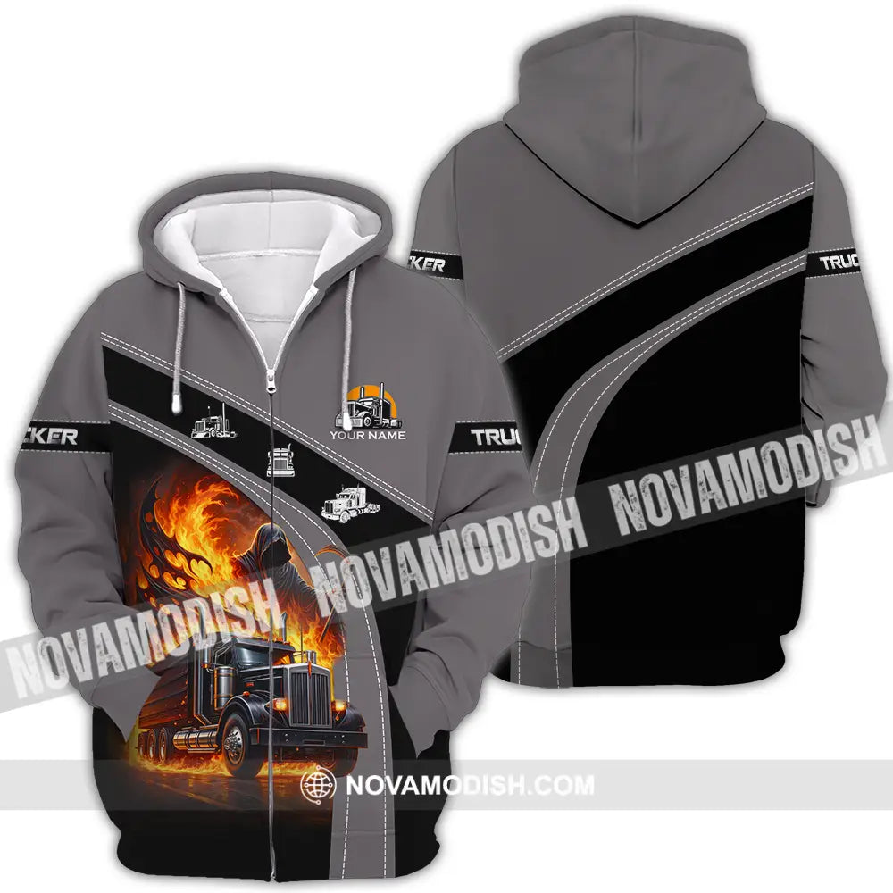 Unisex Shirt - Custom Trucker Keep On Trucking 3D Shirt Zipper Hoodie / S T-shirt