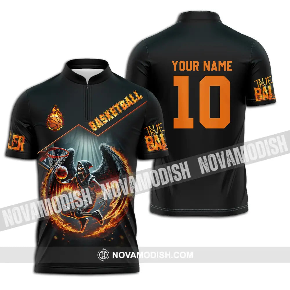 Unisex Shirt - Custom True Basketball Player Shirt Zipper Polo Shirt / S T-shirt