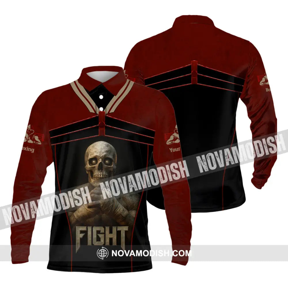 Unisex Shirt - Custom Try Your Hard Fight Man Sport Shirt Long Sleeve Polo / S T-shirt