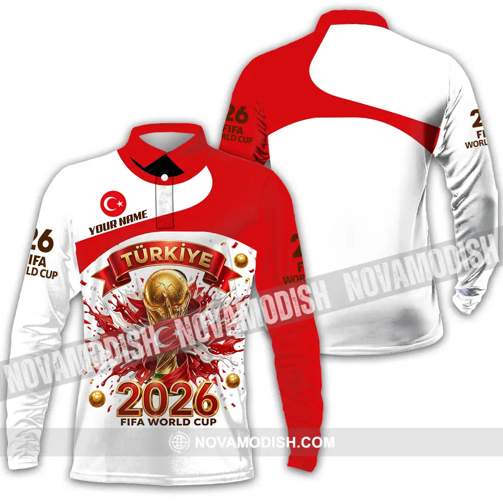 Unisex Shirt - Custom Türkiye World Cup 2026 3D Shirt - Long Sleeve Polo / S - T-shirt