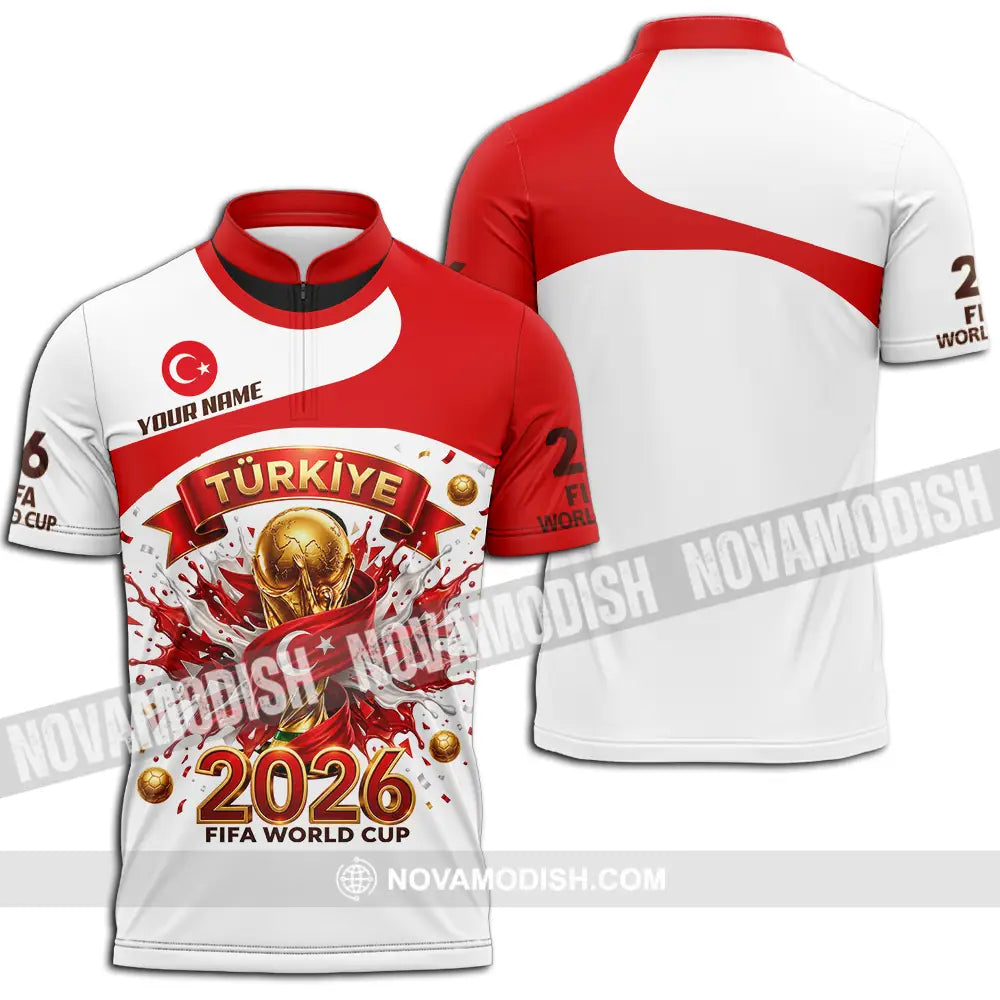 Unisex Shirt - Custom Türkiye World Cup 2026 3D Shirt - Zipper Polo Shirt / S - T-shirt
