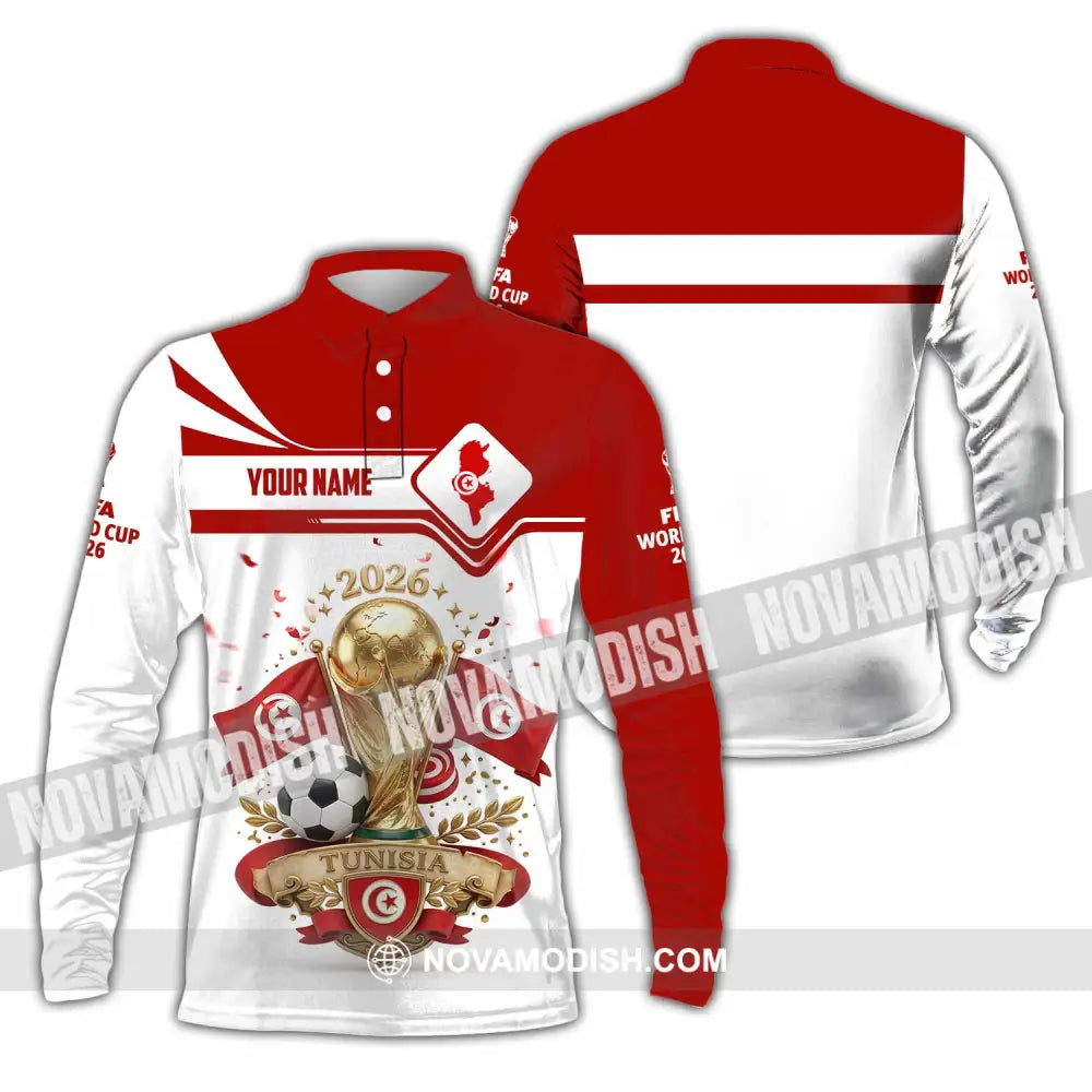 Unisex Shirt - Custom Tunisia World Cup 2026 3D Shirt - Long Sleeve Polo / S - T-shirt