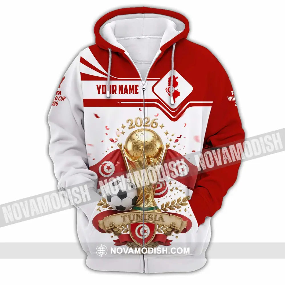 Unisex Shirt - Custom Tunisia World Cup 2026 3D Shirt - Zipper Hoodie / S - T-shirt