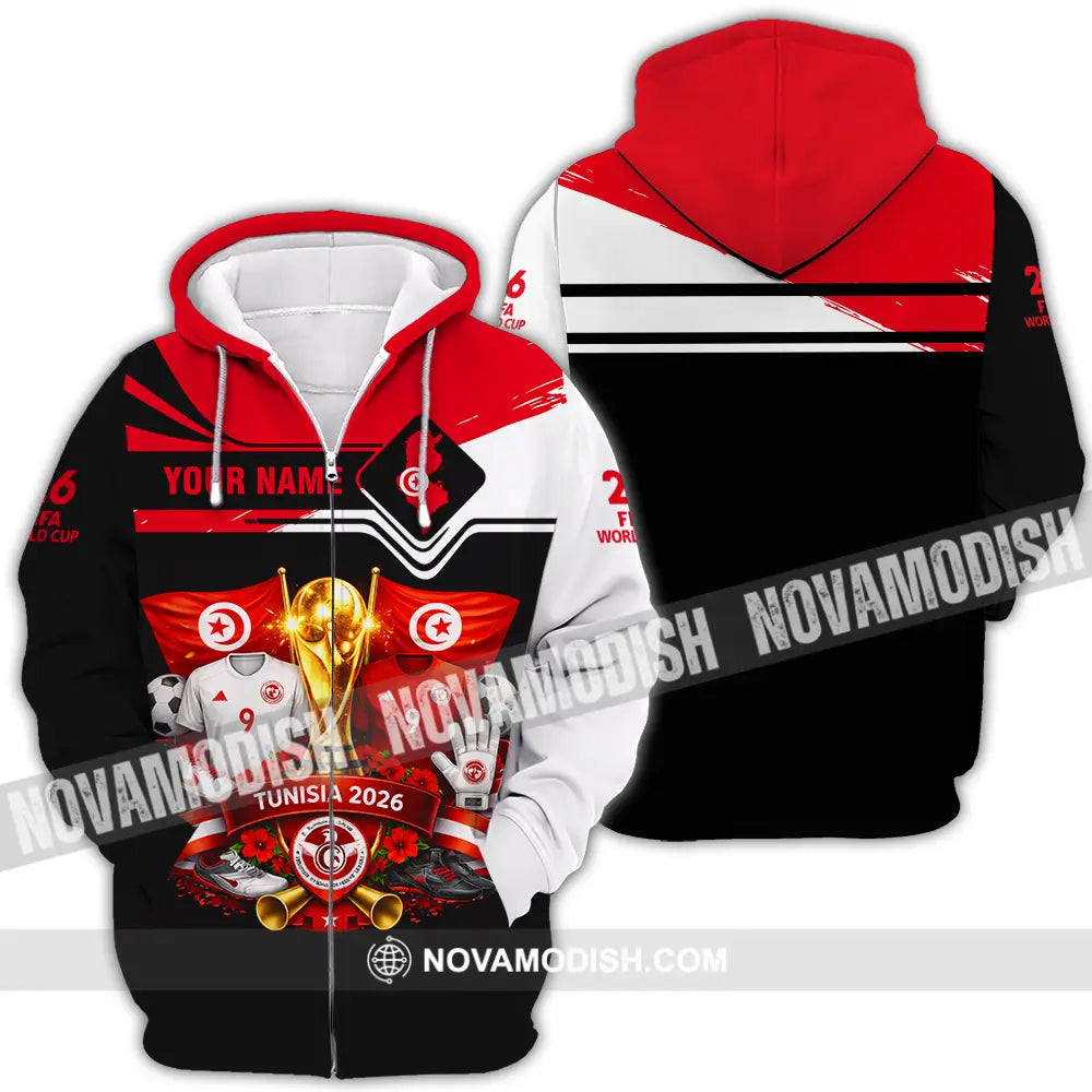 Unisex Shirt - Custom Tunisia World Cup 2026 3D Shirt - Zipper Hoodie / S - T-shirt