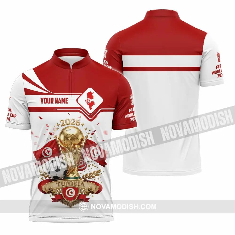 Unisex Shirt - Custom Tunisia World Cup 2026 3D Shirt - Zipper Polo Shirt / S - T-shirt