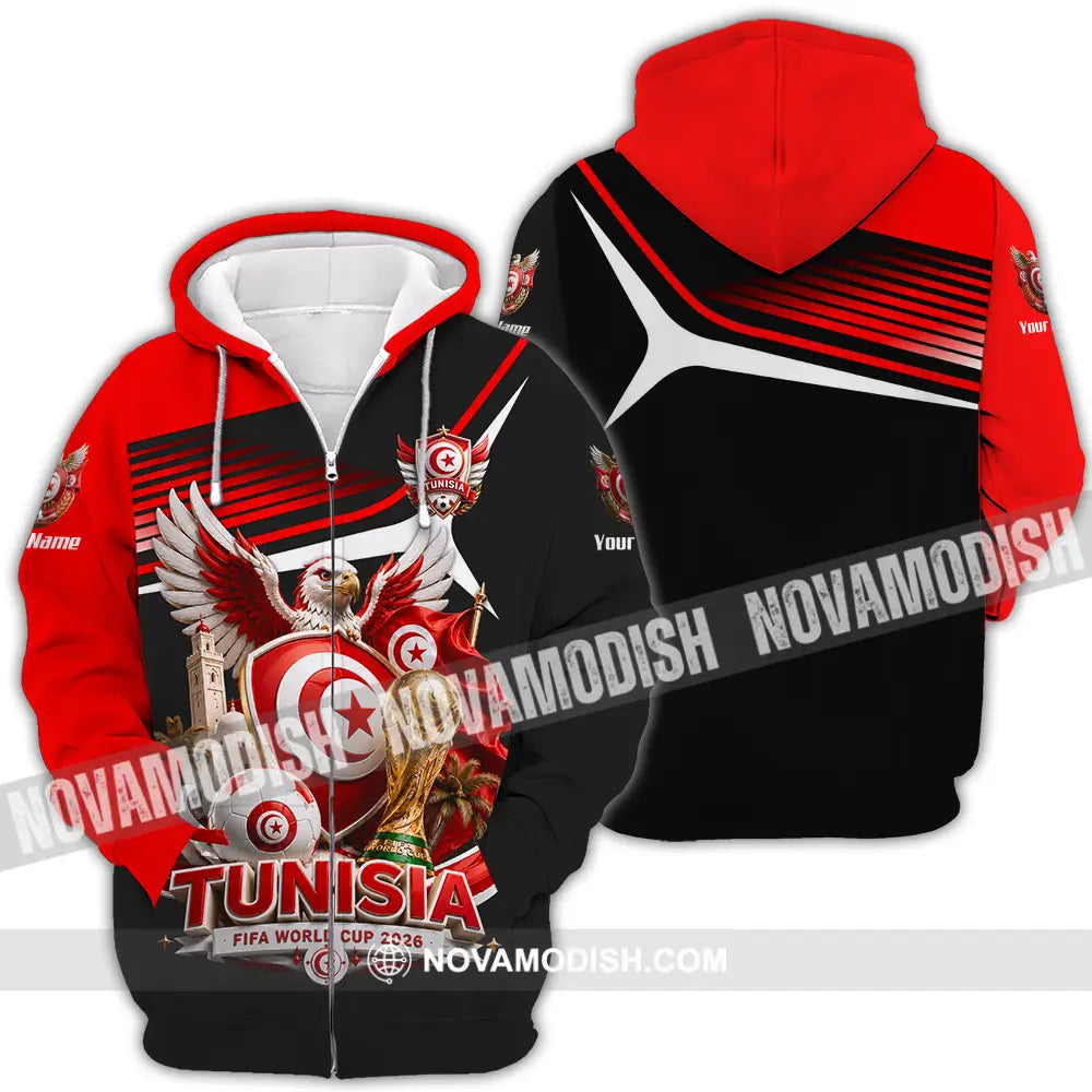 Unisex Shirt - Custom Tunisia World Cup 2026 Shirt - Zipper Hoodie / S - T-shirt