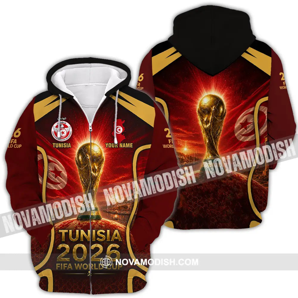 Unisex Shirt - Custom Tunisia World Cup 2026 Shirt - Zipper Hoodie / S - T-shirt