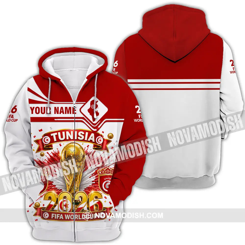 Unisex Shirt - Custom Tunisia World Cup 2026 Shirt - Zipper Hoodie / S - T-shirt