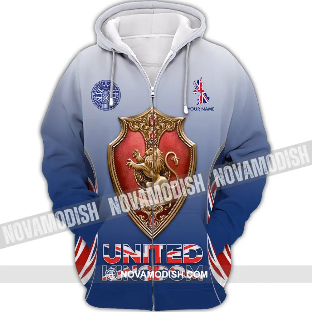 Unisex Shirt - Custom United Kingdom 3D Shirt Zipper Hoodie / S T-shirt
