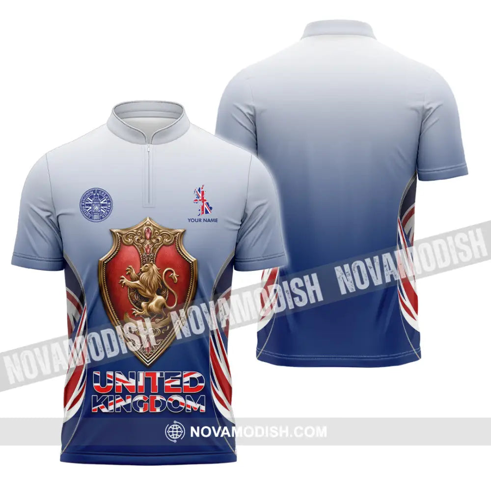 Unisex Shirt - Custom United Kingdom 3D Shirt Zipper Polo Shirt / S T-shirt