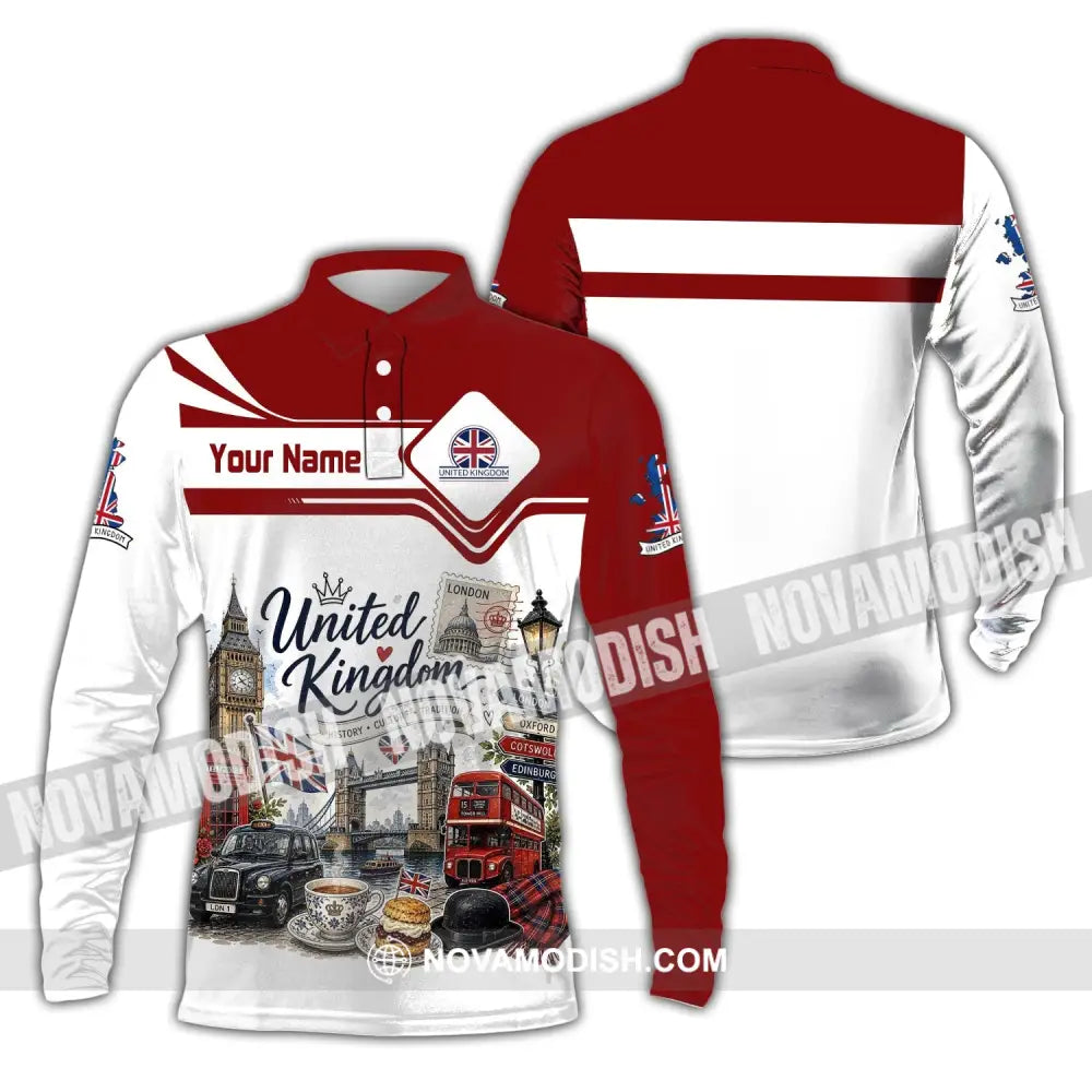 Unisex Shirt - Custom United Kingdom Shirt - Long Sleeve Polo / S - T-shirt