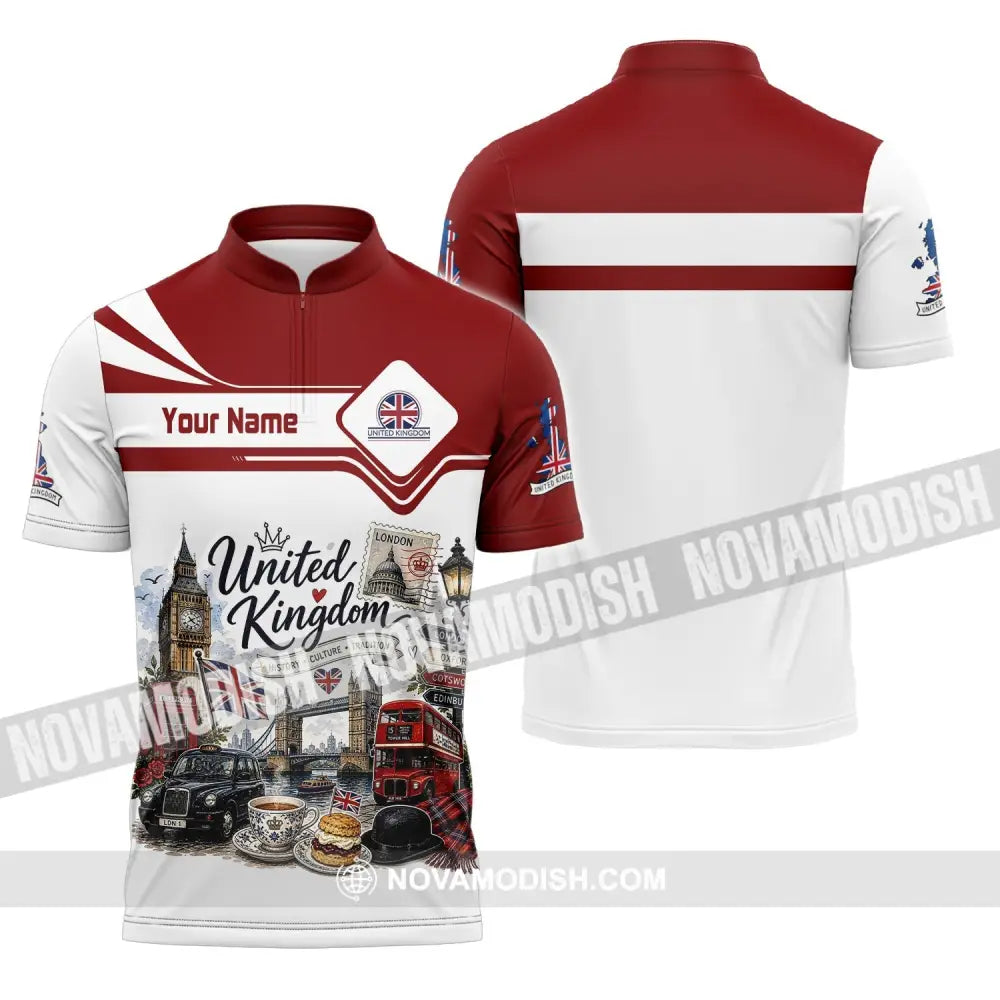 Unisex Shirt - Custom United Kingdom Shirt - Zipper Polo Shirt / S - T-shirt