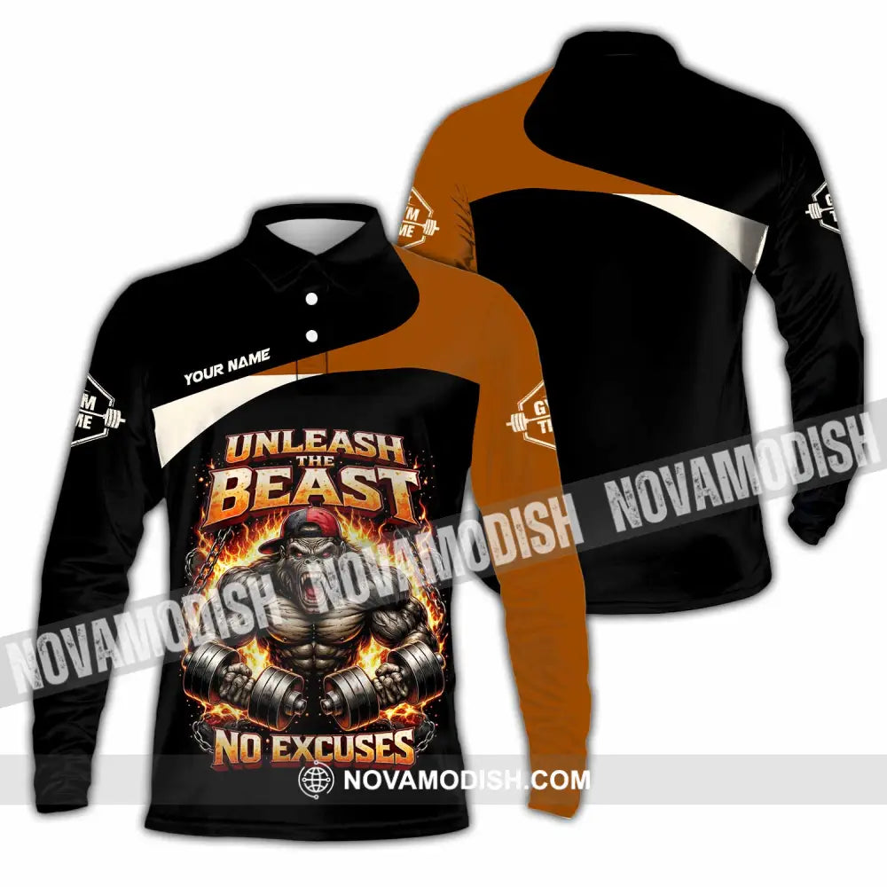 Unisex Shirt - Custom Unleash The Beast Shirt - Long Sleeve Polo / S - T-shirt