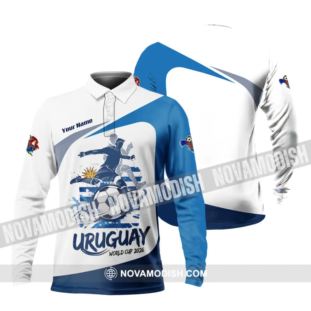 Unisex Shirt - Custom Uruguay Fifa World Cup 2026 3D Shirt - Long Sleeve Polo / S - T-shirt