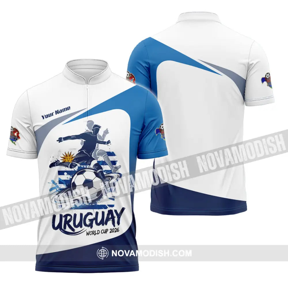 Unisex Shirt - Custom Uruguay Fifa World Cup 2026 3D Shirt - Zipper Polo Shirt / S - T-shirt