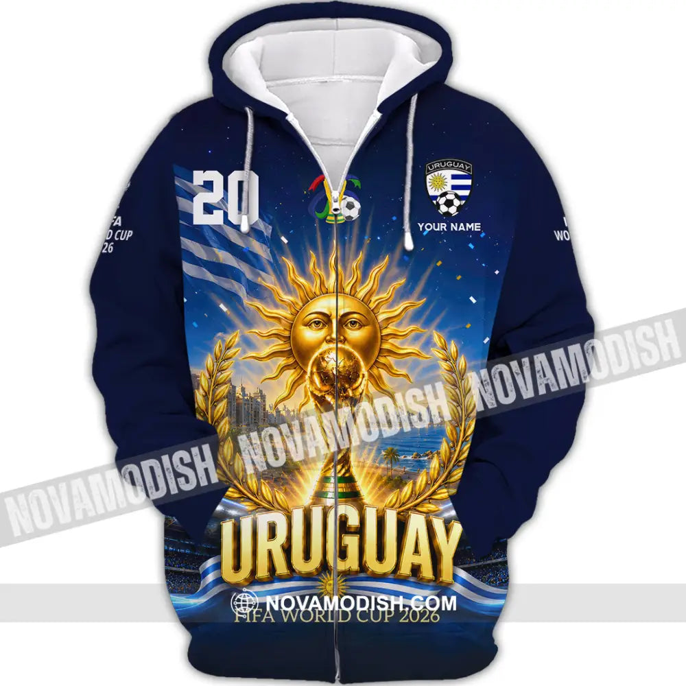 Unisex Shirt - Custom Uruguay World Cup 2026 Shirt - Zipper Hoodie / S - T-shirt