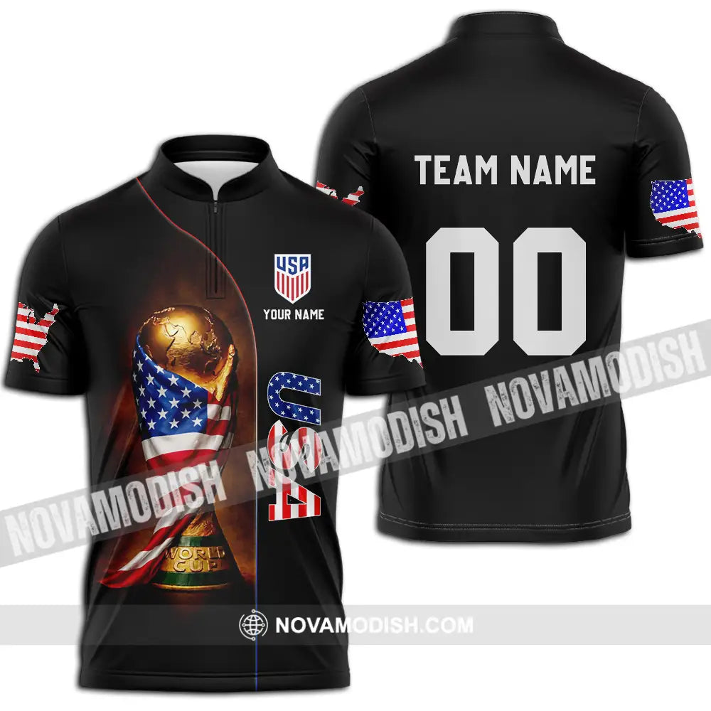 Unisex Shirt - Custom USA 3D Shirt Zipper Polo Shirt / S T-shirt