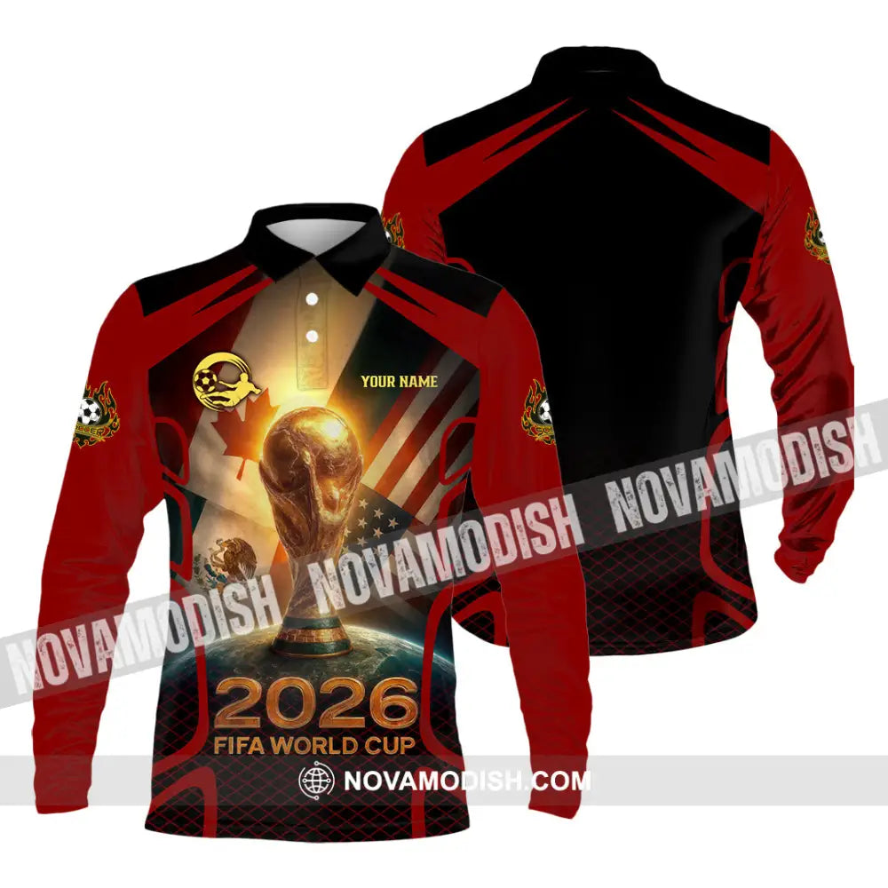 Unisex Shirt - Custom USA Canada World Cup 2026 3D Shirt Long Sleeve Polo / S T-shirt