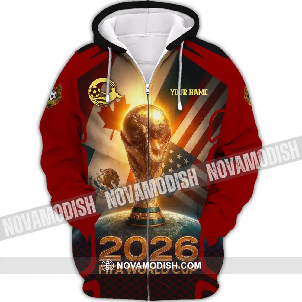 Unisex Shirt - Custom USA Canada World Cup 2026 3D Shirt Zipper Hoodie / S T-shirt