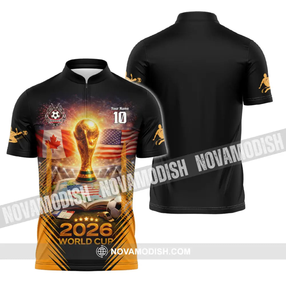 Unisex Shirt - Custom USA Canada World Cup 2026 3D Shirt Zipper Polo Shirt / S T-shirt