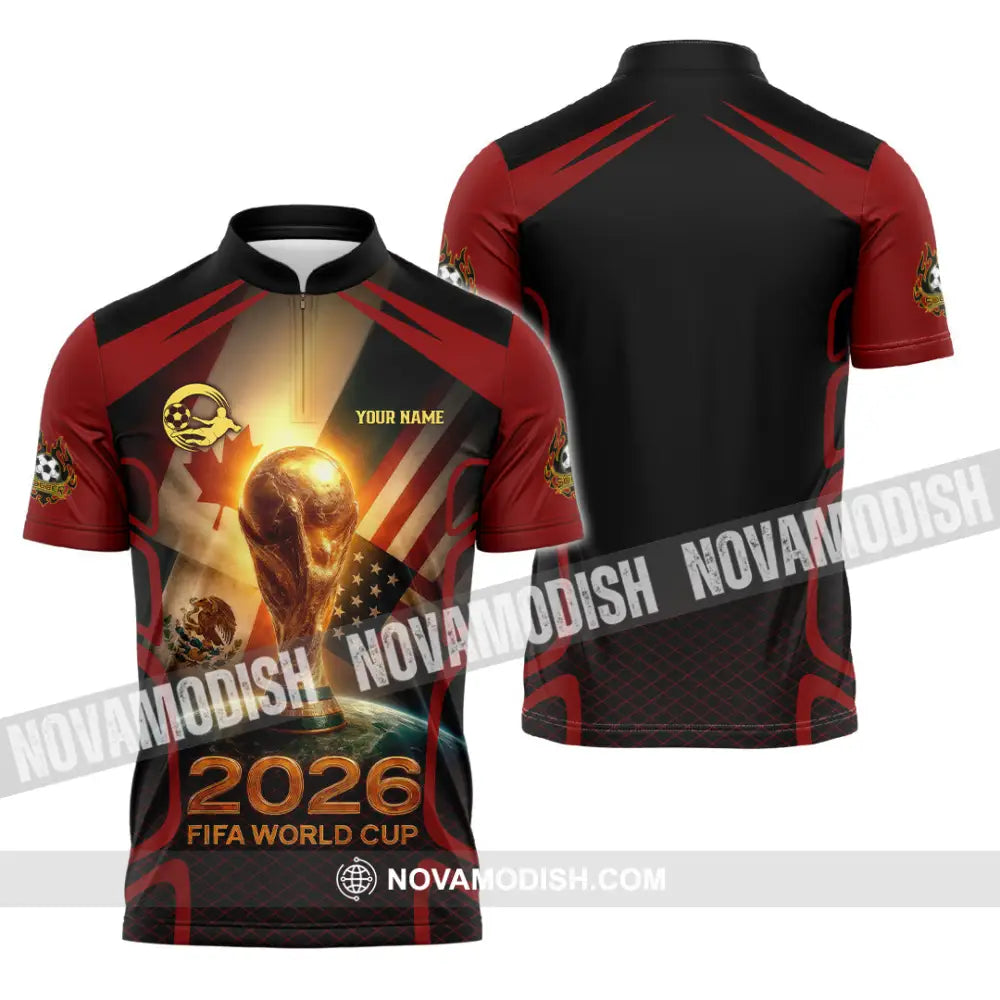 Unisex Shirt - Custom USA Canada World Cup 2026 3D Shirt Zipper Polo Shirt / S T-shirt