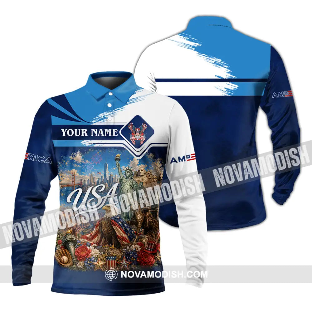 Unisex Shirt - Custom USA Shirt - Long Sleeve Polo / S - T-shirt