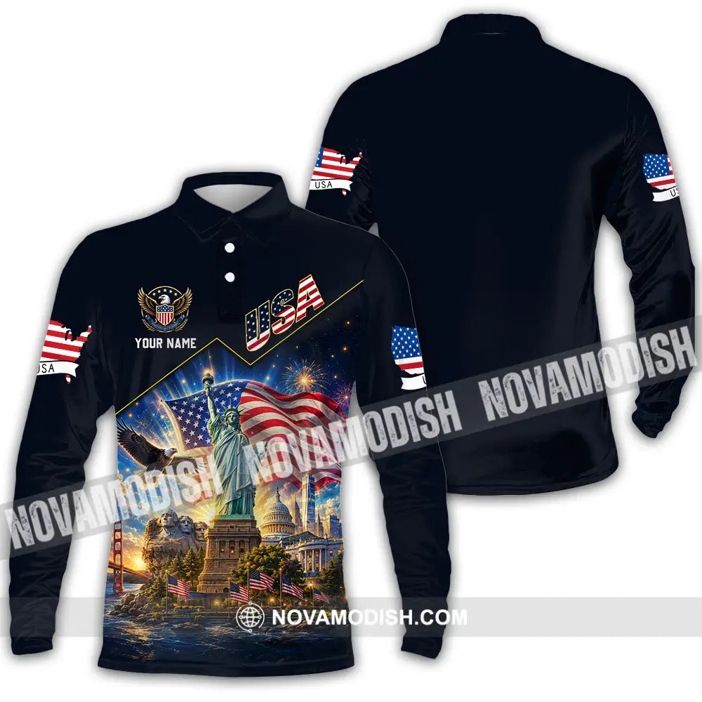 Unisex Shirt - Custom USA Shirt - Long Sleeve Polo / S - T-shirt