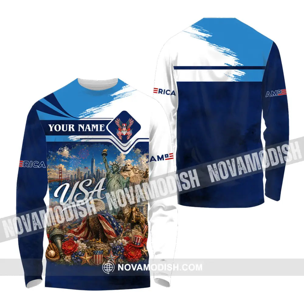 Unisex Shirt - Custom USA Shirt - Long Sleeve Shirt / S - T-shirt