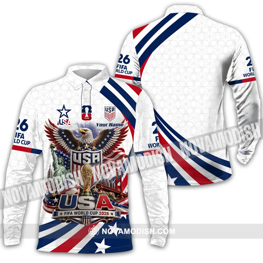 Unisex Shirt - Custom USA World Cup 2026 Shirt - Long Sleeve Polo / S - T-shirt