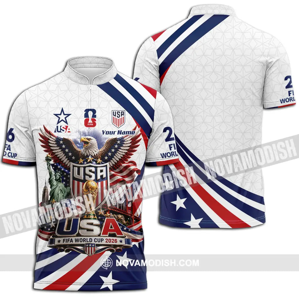 Unisex Shirt - Custom USA World Cup 2026 Shirt - Zipper Polo Shirt / S - T-shirt