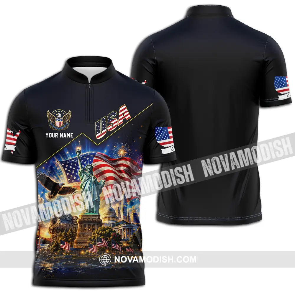 Unisex Shirt - Custom USA Shirt - Zipper Polo Shirt / S - T-shirt